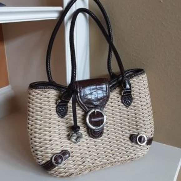 Brighton Handbags - Brighton woven purse with buckle magnet clasp